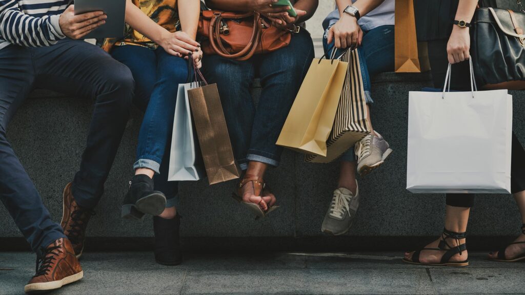 girlfriends going shopping concept
